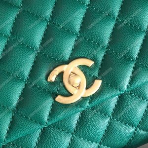 Chanel Flap Bag With Top Handle Green - Image 4