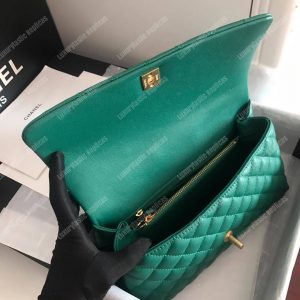 Chanel Flap Bag With Top Handle Green - Image 7