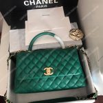 Chanel Flap Bag With Top Handle Green