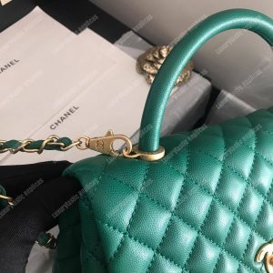 Chanel Flap Bag With Top Handle Green - Image 6