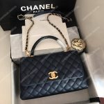 Chanel Flap Bag With Top Handle Navy Blue