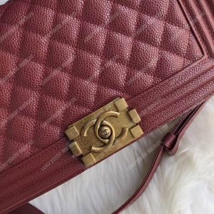 Chanel Boy Medium Handbag Burgundy - Image 7