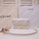 Celine Medium Triomphe Bag In Shiny Calfskin White