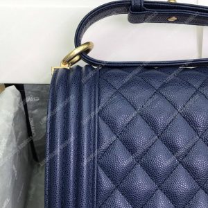 Chanel Boy Medium Handbag Navy Blue - Image 5