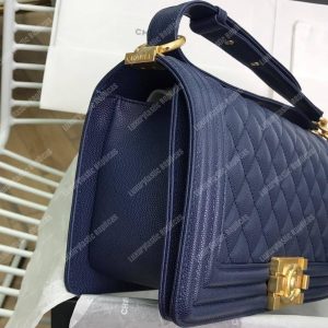 Chanel Boy Medium Handbag Navy Blue - Image 3