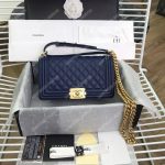 Chanel Boy Medium Handbag Navy Blue