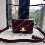 Celine Medium Triomphe Bag In Shiny Calfskin Burgundy