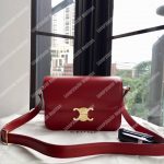 Celine Medium Triomphe Bag In Shiny Calfskin Red