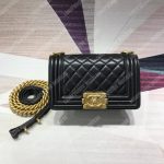 Small Boy Chanel Handbag Black-Gold