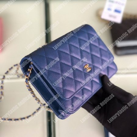 Chanel Wallet On Chain – WOC Classic Caviar Gold-Toned Metal Blue - Image 3