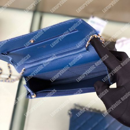 Chanel Wallet On Chain – WOC Classic Caviar Gold-Toned Metal Blue - Image 7