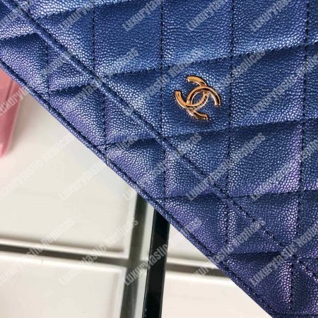 Chanel Wallet On Chain – WOC Classic Caviar Gold-Toned Metal Blue - Image 8