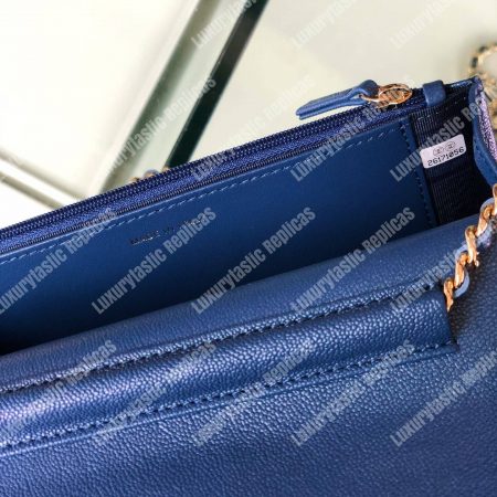 Chanel Wallet On Chain – WOC Classic Caviar Gold-Toned Metal Blue - Image 9