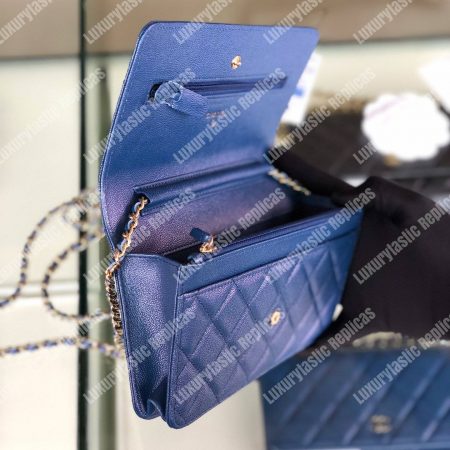 Chanel Wallet On Chain – WOC Classic Caviar Gold-Toned Metal Blue - Image 5