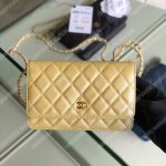 Chanel Wallet On Chain – WOC Classic Caviar Gold-Toned Metal Light Yellow