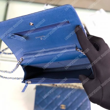 Chanel Wallet On Chain – WOC Classic Caviar Silver-Toned Metal Blue - Image 6
