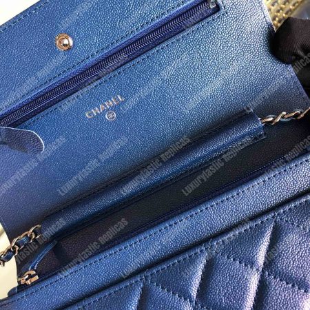 Chanel Wallet On Chain – WOC Classic Caviar Silver-Toned Metal Blue - Image 7