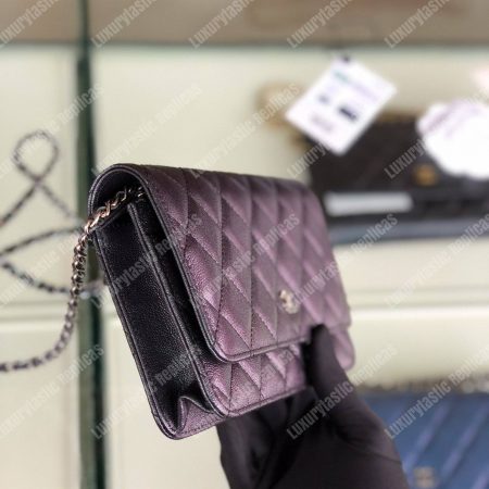 Chanel Wallet On Chain – WOC Classic Caviar Silver-Toned Metal Dark Grey - Image 3