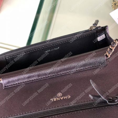 Chanel Wallet On Chain – WOC Classic Caviar Silver-Toned Metal Dark Grey - Image 9