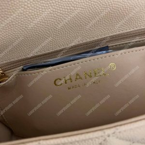 Chanel Mini Flap Bag Beige - Image 9