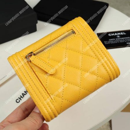 Chanel Boy Small Flap Wallet Yellow - Image 5