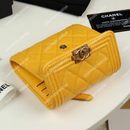 Chanel Boy Small Flap Wallet Yellow - Image 3