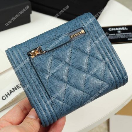 Chanel Boy Small Flap Wallet Blue - Image 4