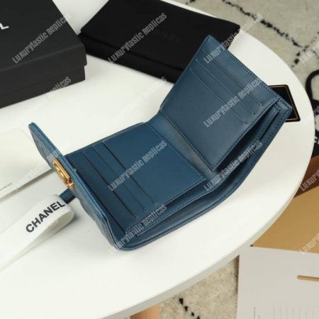Chanel Boy Small Flap Wallet Blue - Image 7