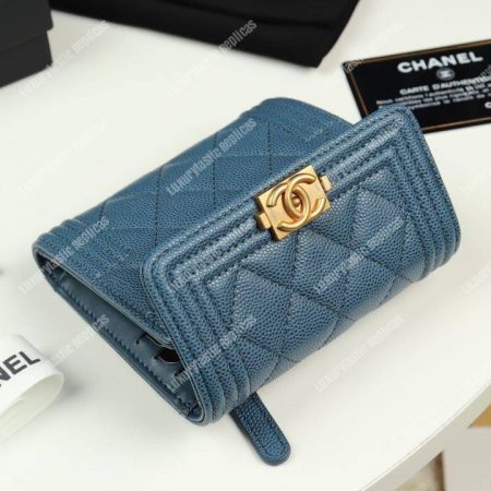 Chanel Boy Small Flap Wallet Blue - Image 3
