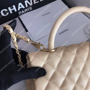 Chanel Flap Bag With Top Handle Beige - Image 6