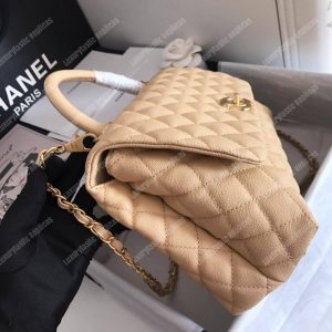 Chanel Flap Bag With Top Handle Beige - Image 5