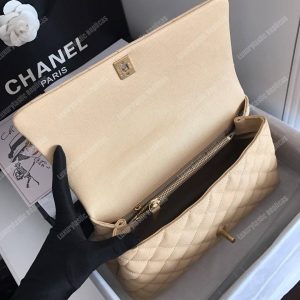 Chanel Flap Bag With Top Handle Beige - Image 7