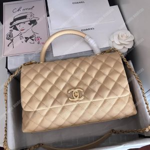 Chanel Flap Bag With Top Handle Beige - Image 3