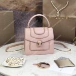 BVL Serpenti Forever Crossbody Small Tophandle Bag Crystal Rose With Woven Chain