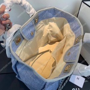 Chanel Deauville Fabric Tote Seaglass/Navy Blue - Image 7