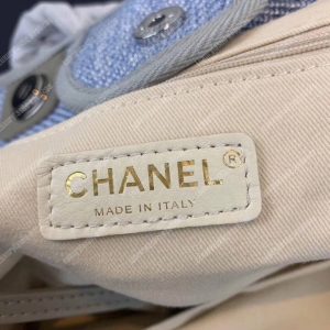 Chanel Deauville Fabric Tote Seaglass/Navy Blue - Image 9