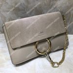 Chloe Faye Small Shoulder Bag In Smooth And Suede Calfskin Grey