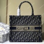 Mini Dior Book Tote Bag In Embroidered Canvas Blue Dior Oblique