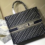 Dior Book Tote Bag In Embroidered Canvas Blue Dior Oblique