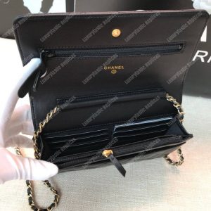 Chanel Wallet On Chain – WOC Grained Quilted Calfskin Black Studded - Image 6