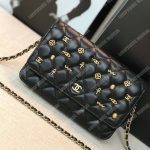 Chanel Wallet On Chain – WOC Grained Quilted Calfskin Black Studded