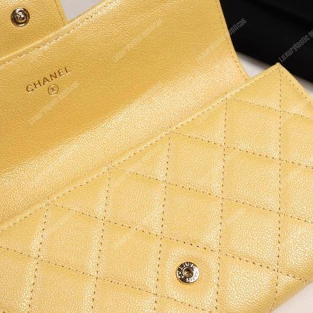 Chanel Classic Long Flap Wallet Yellow - Image 7