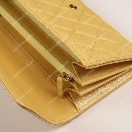 Chanel Classic Long Flap Wallet Yellow - Image 6