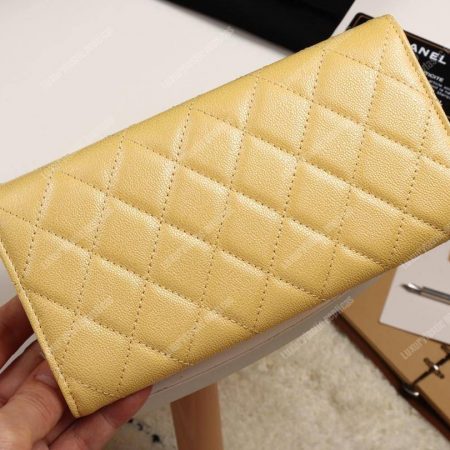 Chanel Classic Long Flap Wallet Yellow - Image 4
