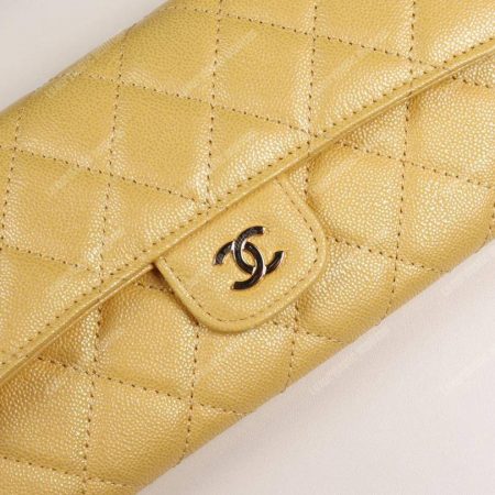 Chanel Classic Long Flap Wallet Yellow - Image 3