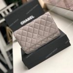Chanel Wallet On Chain – WOC Quilted Lambskin Grey Silver-Toned