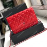 Chanel Wallet On Chain – WOC Quilted Lambskin Red Silver-Toned