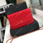 Chanel Wallet On Chain – WOC Quilted Lambskin Red Gold-Toned