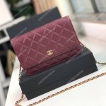 Chanel Wallet On Chain – WOC Quilted Lambskin Maroon Gold-Toned