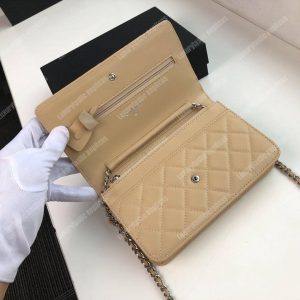 Chanel Wallet On Chain – WOC Quilted Lambskin Beige Silver-Toned - Image 5